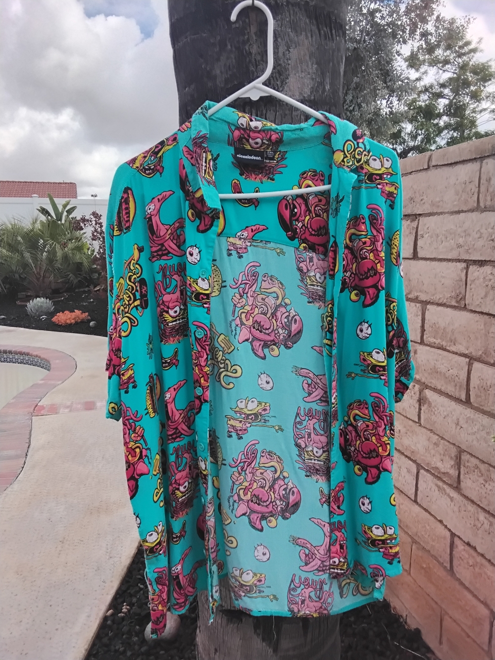 Nickelodeon Turquoise Printed Button-Up Shirt